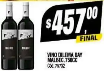 Supermercados Yaguar VINO DILEMA DAY MALBEC.750CC oferta