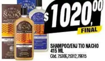 Supermercados Yaguar SHAMPOO/ENJ TIO NACHO 415ML oferta
