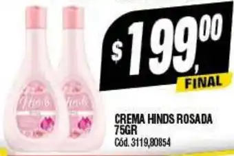 Supermercados Yaguar CREMA HINDS ROSADA 75GR oferta