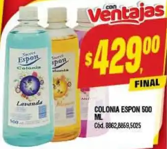 Supermercados Yaguar COLONIA ESPON 500ML oferta