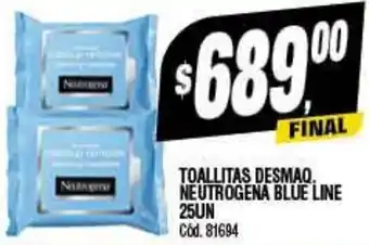 Supermercados Yaguar TOALLITAS DESMAQ. NEUTROGENA BLUE LINE 25UN oferta
