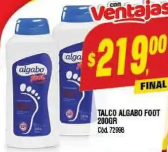 Supermercados Yaguar TALCO ALGABO FOOT 200GR oferta