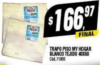 Supermercados Yaguar TRAPO PISO MY HOGAR BLANCO TEJIDO 40X60 oferta