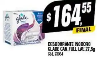 Supermercados Yaguar DESODORANTE INODORO GLADE CAN.FULL LAV.27,5g oferta