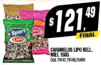 Supermercados Yaguar CARAMELOS LIPO RELL. MIEL 150G oferta