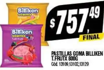 Supermercados Yaguar PASTILLAS GOMA BILLIKEN T.FRUTX 800G oferta