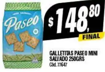 Supermercados Yaguar GALLETITAS PASEO MINI SALVADO 250GRS oferta