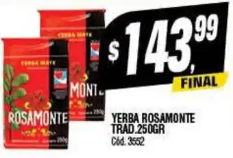 Supermercados Yaguar YERBA ROSAMONTE TRAD. 250GR oferta