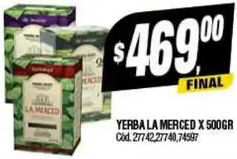 Supermercados Yaguar YERBA LA MERCED X 500GR oferta