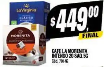 Supermercados Yaguar CAFE LA MORENITA INTENSO 20 SAQ. 5G oferta
