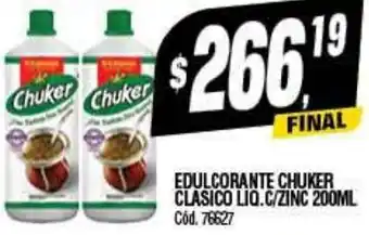 Supermercados Yaguar EDULCORANTE CHUKER CLASICO LIQ.C/ZINC 200ML oferta