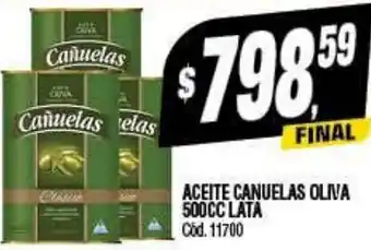 Supermercados Yaguar ACEITE CANUELAS OLIVA 500CC LATA oferta