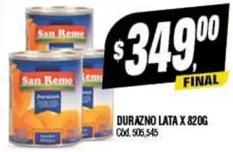 Supermercados Yaguar DURAZNO LATA X 820G oferta