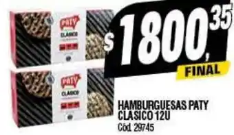 Supermercados Yaguar HAMBURGUESAS PATY CLASICO 12U oferta