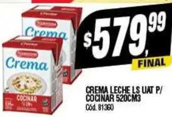 Supermercados Yaguar CREMA LECHE LS UAT P/ COCINAR 520CM3 oferta