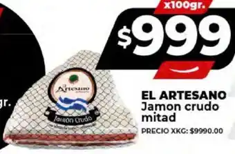 Supermayorista Vital EL ARTESANO Jamon crudo mitad x 100gr oferta