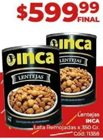 Diarco Lentejas INCA Lata Remojadas x 350gr oferta