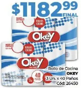 Diarco Rollo de Cocina OKEY 40 PAÑOS 3 Un. x 40 Paños oferta