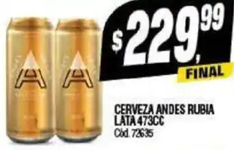 Supermercados Yaguar CERVEZA ANDES RUBIA LATA 473CC oferta