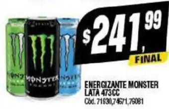 Supermercados Yaguar ENERGIZANTE MONSTER LATA 473CC oferta