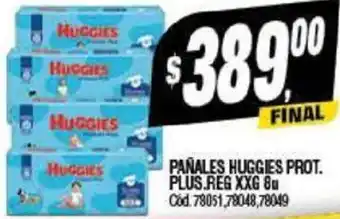 Supermercados Yaguar PAÑALES HUGGIES PROT. PLUS.REG XXG 8u oferta