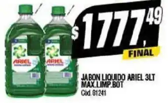Supermercados Yaguar JABON LIQUIDO ARIEL 3LT MAX.LIMP.BOT oferta