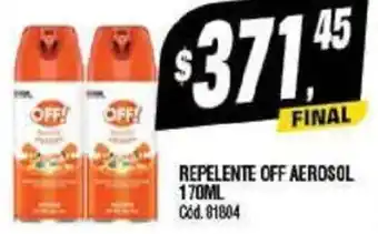 Supermercados Yaguar REPELENTE OFF AEROSOL 170ML oferta