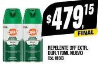 Supermercados Yaguar REPELENTE OFF EXTR. DUR.170ML oferta