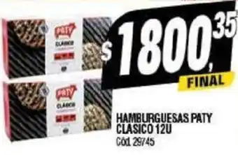 Supermercados Yaguar HAMBURGUESAS PATY CLASICO 12U oferta