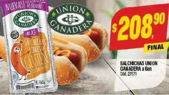 Supermercados Yaguar SALCHICHAS UNION GANADERA x 6un oferta