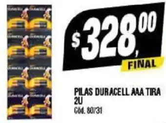 Supermercados Yaguar PILAS DURACELL AAA TIRA 2U oferta