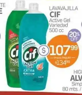 Cif Lavavajilla Active Gel 500cc