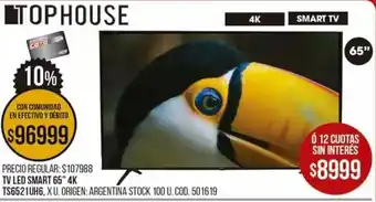 Coto Tophouse TV Led Smart 65" 4 K TS6521 UH6 oferta