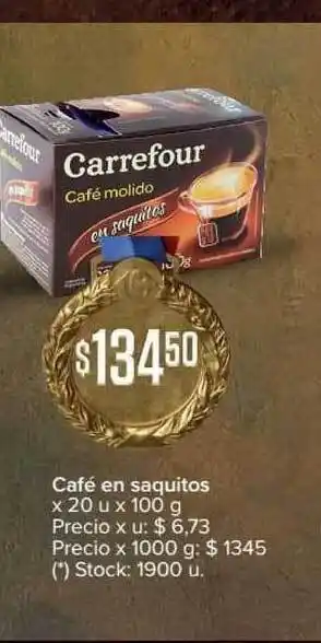 Carrefour Express Carrefour Café En Saquitos x 20u x 100g oferta