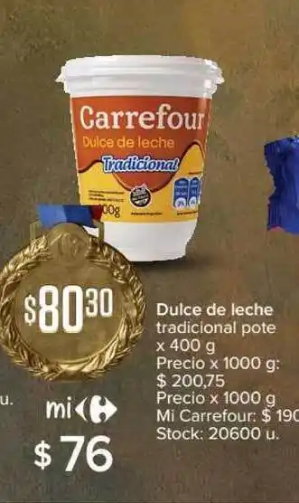 Carrefour Express Carrefour Dulce de leche tradicional pote x 400g oferta