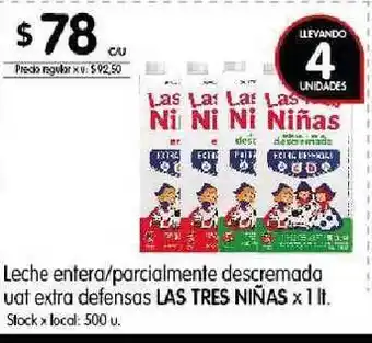 Disco Las Tres Niñas Leche entera/parcialmente descremada uat extra defensas x 1lt oferta