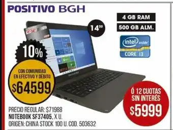 Coto Positivo BGH Notebook SF37405 oferta
