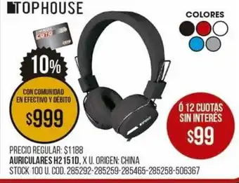 Coto Tophouse Auriculares H2 1510 oferta