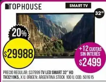 Coto Tophouse TV Led Smart" HD oferta
