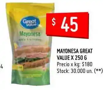 Walmart Great Value Mayonesa x 250g oferta