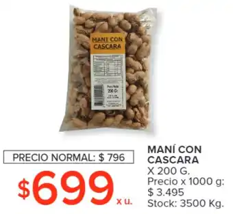 Carrefour MANÍ CON CASCARA x 200g oferta