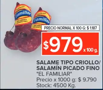 Carrefour SALAME TIPO CRIOLLO/ SALAMÍN PICADO FINO x 100g oferta
