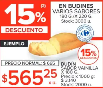 Carrefour BUDÍN SABOR VAINILLA X 180G oferta