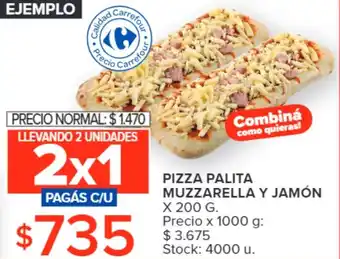 Carrefour PIZZA PALITA MUZZARELLA Y JAMÓN X 200G oferta