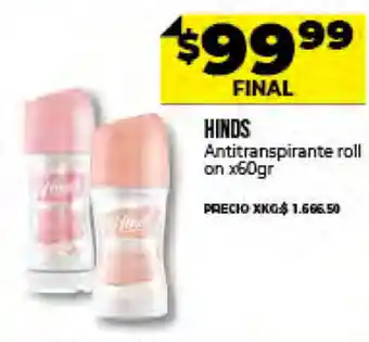 Hinds Antitranspirante Roll on x 60 gr