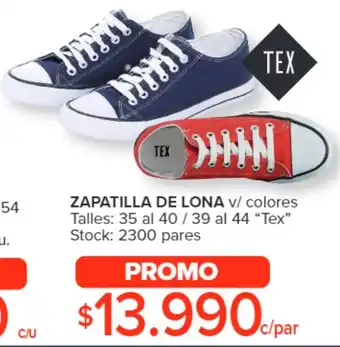 Carrefour ZAPATILLA DE LONA v/ colores Talles 35 al 40 / 39 al 44 oferta