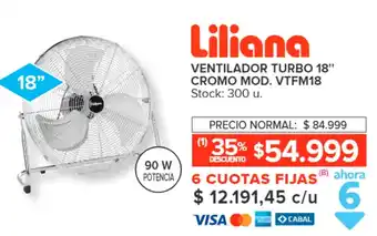 Carrefour Liliana VENTILADOR TURBO 18" CROMO MOD. VTFM18 oferta
