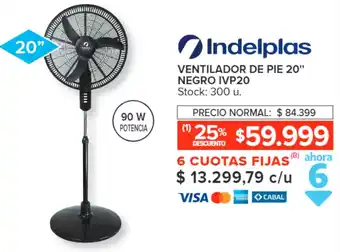 Carrefour Indelplas VENTILADOR DE PIE 20" NEGRO IVP20 oferta