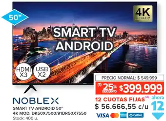 Carrefour NOBLEX SMART TV ANDROID 50" oferta