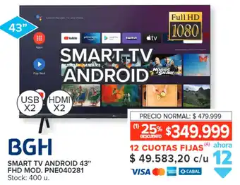 Carrefour BGH SMART TV ANDROID 43" oferta